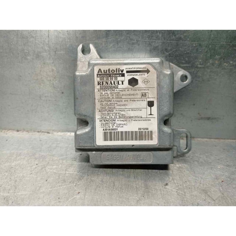 Recambio de centralita airbag para renault kangoo (f/kc0) 1.9 diesel referencia OEM IAM 8200098402 600589600 AUTOLIV